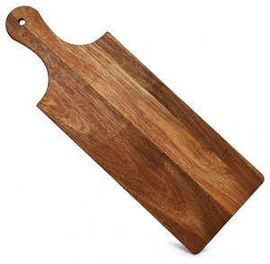 Rectangular Acacia Wooden Chopping Board Decorative Cutting Board Wood Breakfast Food Serving Board With Handgrip and a Hole - Product Image 1