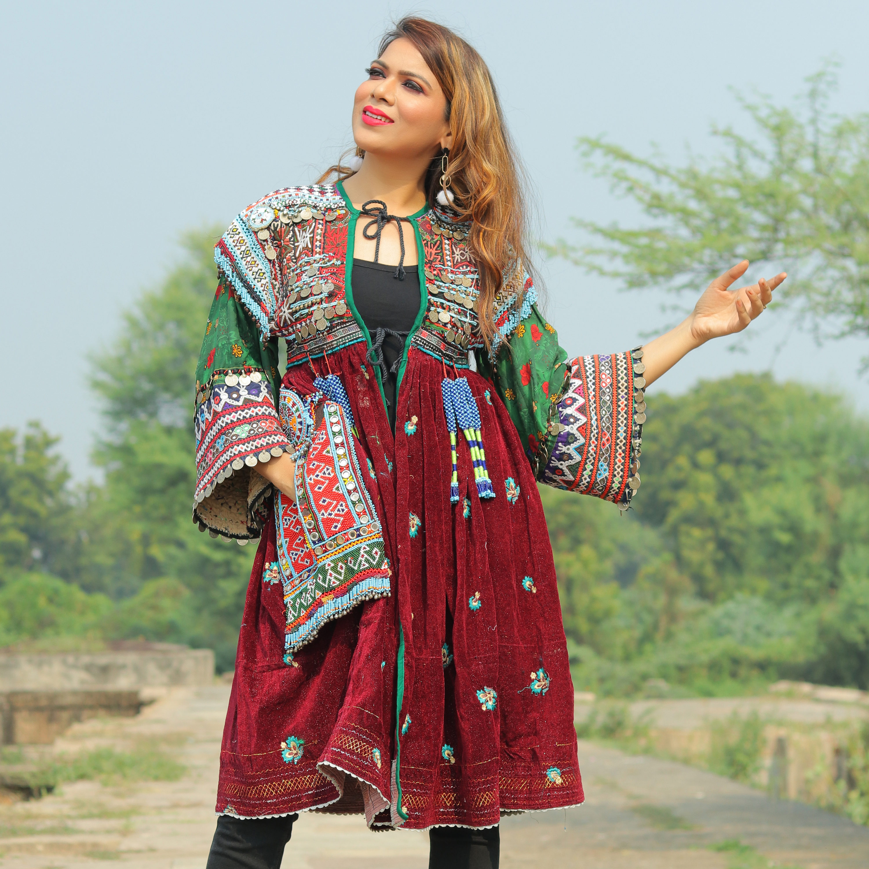 Afghan Kuchi Bridal Dress Clothing - German Silver Coins Afghan Kuchi Bridal Dress Clothing - German Silver Coins