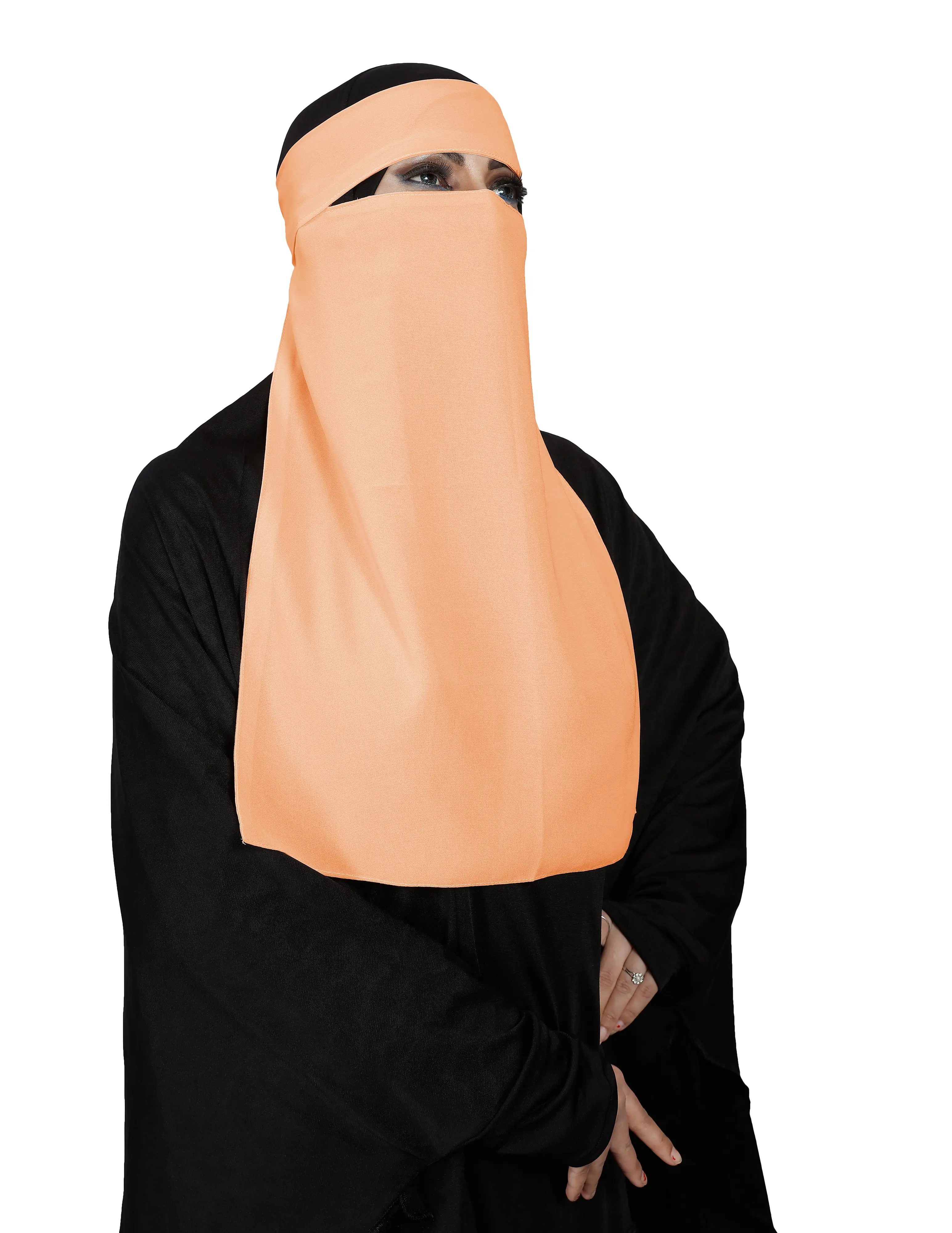 Cor da pele Da Bolha Georgette Planície Única Camada Niqab Nosepiece