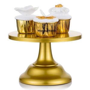 แท่นวางเค้กโลหะทรงกลมสีทองสำหรับตกแต่งเค้กแฮนด์เมดแท่นวางเค้ก - Product Image 1