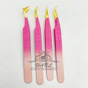 Ensemble de pinces à épiler pour extensions de cils en or rose de luxe, design en forme de cœur, pinces à double réglage de couleur pour extensions de cils, fournitures pour extensions de cils - Product Image 2