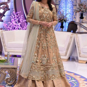 Nicro-robe LEHENGA brodée sur la mariée, DESIGN indien/pakistan, magnifique broderie d'ankara kali, robe décorative en ZARI, travail pour mariage @ 2022 - Product Image 1