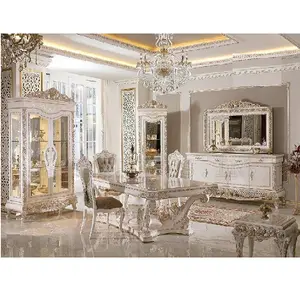 Bens — ensemble de Table à manger en bois de teck, meuble de luxe Style péruvien, finition argent blanc - Product Image 1