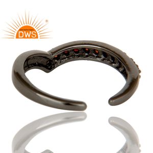 แหวนสำหรับผู้หญิง,แหวนหมั้นเงินแท้ชุบโรเดียมสีดำชุดเครื่องประดับโกเมนสวยขายส่ง - Product Image 4