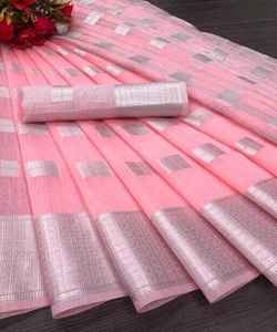 Banarasi Soie Jacquard Saree avec Chemisier Femmes Porter Dames Fête Festival Usage Quotidien Doux Coton Soie Sari En Gros Bas Prix Vêtement - Product Image 5