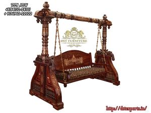 Traditional Teak <b>Wood</b> Taj <b>Swing</b> for Home Indoor Hand Carved Teak <b>Wood</b> Jhoola <b>Swing</b> Peacock Theme Jhula <b>Swing</b> in Living Room - Product Image 5