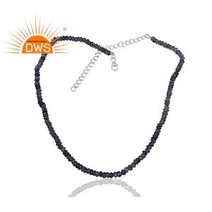 Naturel À Facettes Iolite Gemstone Collier De Perles Pour Femmes Grossiste de Bijoux En Argent Faits À La Main Fournisseur - Product Image 2