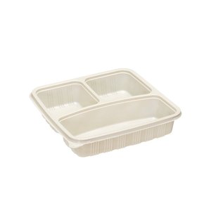 Biodegradable PP Plastic Square 3 Compartment Containers For Food preparation and Takeaway 150SETS/CTN