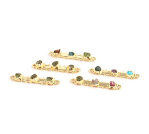 ซิทรินผิวขรุขระธรรมชาติ,ตัวต่อแท่งโลหะสองชั้น Apatite & Peridot ตัวเชื่อมต่ออัญมณีชุบทองด้วยไฟฟ้า - Product Image 4