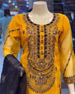 Diseñador bordado Organza Net Ladies Salwar Kameez Readymade Summer Party Wear en estilo pakistaní para festivales - Product Image 4