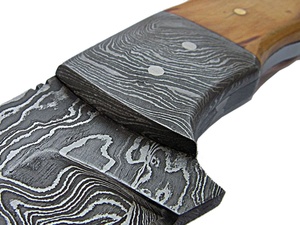 Cuchillo de hoja fija de acero de Damasco hecho a mano Sizzco, hermosa opción OEM personalizable con mango de madera de olivo para caza y Camping - Product Image 4