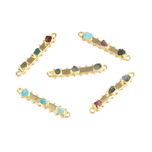 ทัวร์มาลีนสีชมพูผิวหยาบธรรมชาติ,ตัวเชื่อมต่อหินอัญมณีชุบทอง24K ตัวเชื่อมต่อแบบห่วงคู่แทนซาไนต์และมรกต - Product Image 5