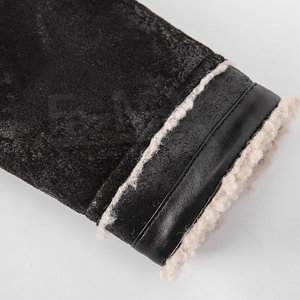 Fuax blouson en cuir véritable pour hommes, veste de moto avec col en fourrure - Product Image 4