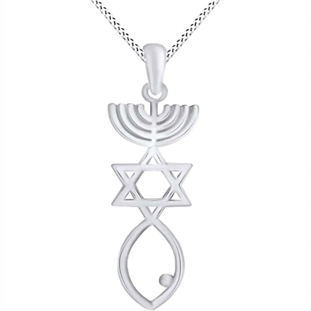 Custom Design Metall Legierung Religiöse Stern Von David Menorah Jüdische Schmuck Judaica Hebräisch Israel Glauben Lampe Chanukka-schmucksachen-blau Halsketten