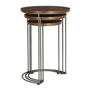 Modern Metal <b>Nesting</b> Side <b>Table</b> <b>Set</b> of 3 New Wooden Top with Metal Frame Home Bedside Hotels Restaurants Living Room Furniture - Product Image 2