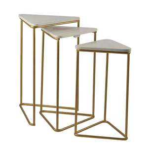 Table triangulaire en marbre et fer au design unique Décoration personnalisée de meilleure qualité par le fabricant indien Usine Style élevé pour une utilisation murale - Product Image 1