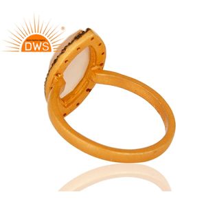 Marquise แหวนพลอยโมราลายกุหลาบราคาส่งเครื่องประดับเงินแท้925 14K ผู้จัดจำหน่ายเครื่องประดับชุบทอง - Product Image 3