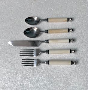 มาใหม่ Flatware ชุดคุณภาพสูง 18/8 สแตนเลส Flatware ชุดเรซิ่นสําหรับบ้านโรงแรมงานแต่งงานตกแต่งชุดช้อนส้อม - Product Image 4