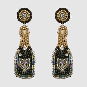 Boucles d'oreilles brodées de perles de graine de bouteille de vin faites à la main pour femmes et filles avec perle, fêtes de mariage principales, usage domestique, Inde directe - Product Image 2