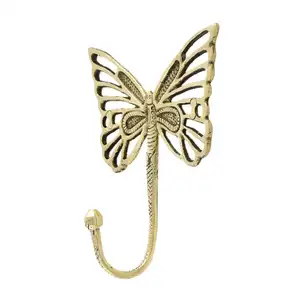 Handgemachte Premium-Qualität dekorative Messing Golden Butterfly Muster Wand haken Kleider schlüssel Kleiderbügel Halter Großhandel Online