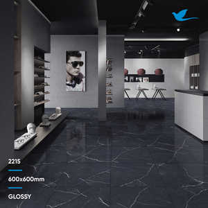 60x60 nouveau design couleur noire avec veines blanches carreaux de porcelaine entièrement polis et carreaux de pierre de marbre pour carreaux de sol et de mur de premier fabricant - Product Image 2