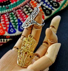 Anillo de Hamsa bohemio personalizable con incrustaciones de latón dorado ajustable, regalo de aniversario de boda, joyería, anillo de Hamsa de oro ajustable - Product Image 2
