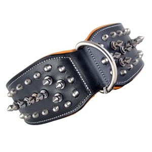 ปลอกคอสุนัขหนังแท้สำหรับสุนัขสินค้ายอดนิยม100% ทำตามสั่งแบบนุ่มหมุดย้ำแบบแข็ง - Product Image 1