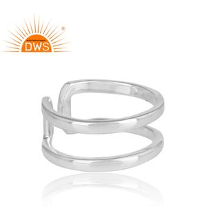 Bague ajustable en argent Sterling 925 pour les hommes, Double bande, bijou fait à la main, vente en gros - Product Image 3