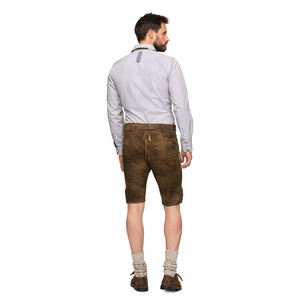 Custom Made Bavarian Lederhosen Style <b>Shorts</b> for Adults <b>Brown</b> Color with Solid Pattern Made From Plain Deer Skin in German Style - Product Image 2