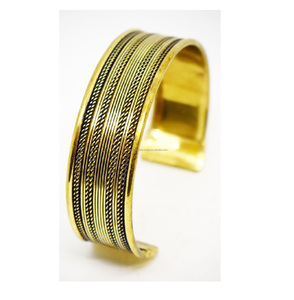 Pulseras gruesas de latón con estrellas de mar de 3 mm, color dorado, estilo tradicional ayurvédico, joyería rústica ancha con grabados, pulsera de fundición, 2024 - Product Image 2