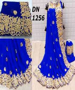 Diseñador de ropa de fiesta, diseño de flor de seda de red bordada, ropa de mujer india, Sari de Color naranja con pieza de blusa, trabajo de perlas, Sari Alphanumero - Product Image 5