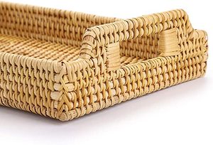 Bandeja para servir comida de ratán en diseño elegante con acabado natural perfecto para vajilla de mesa y uso en bodas - Product Image 3