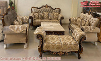 Ensemble de canapés en teck détachable, confortable et élégant, avec finition antique, pour le mobilier de salon