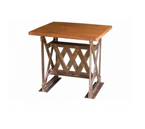 Plateau de service fait main en bois et fer Design vintage Roues de table Mobilier de maison Salon Salle à manger Tables basses Matériau métallique - Product Image 6