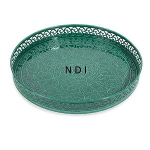 Acabado de esmalte brillante decorativo grabado a mano para bandeja de servir comida hogar cocina Catering plato usado para servir desayuno - Product Image 1