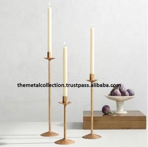 Bougeoirs modernes en métal Lot de 3 pièces pour la maison Vaisselle et vaisselle Bougeoir de grande taille en métal à finition dorée - Product Image 2