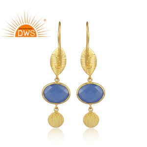 Pendientes colgantes de gota de moda chapados en oro de latón indio con textura, joyería para mujer, regalo para su colección clásica - Product Image 3