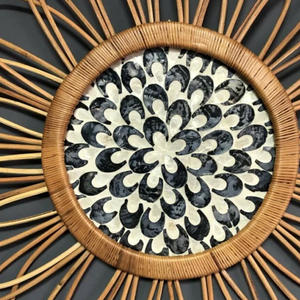 ของตกแต่งผนังโมเสกหวายหวาย,ดอกไม้ทอมือแบบแขวนผนังพร้อมมุก - Product Image 3