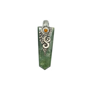 Piedra semipreciosa Artesanía Jade verde Lápiz plano Colgantes tibetanos - Product Image 1