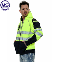 Veste de sécurité réfléchissante imperméable de classe 3 ANSI à haute visibilité, fermeture éclair sur le devant, 100% polyester pour hommes, orange/jaune