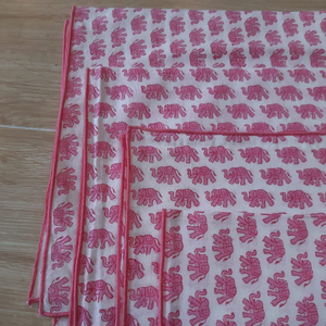 Serviettes en tissu de coton de haute qualité avec impression en bloc et bordure brodée, mouchoir festonné, accessoires de table à manger - Product Image 5