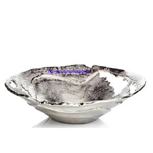 Cuenco decorativo con bordes rotos chapados en plata, cuenco multiusos de Metal de aluminio para el hogar, hotel, restaurante - Product Image 1