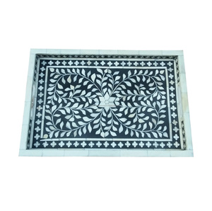 ถาดเสิร์ฟอาหารลายดอกไม้ฝังกระดูกสำหรับตกแต่งอาหารช็อกโกแลตและบ้านจากอินเดียงานฝีมือแปลกใหม่โรงแรมและร้านอาหาร - Product Image 3