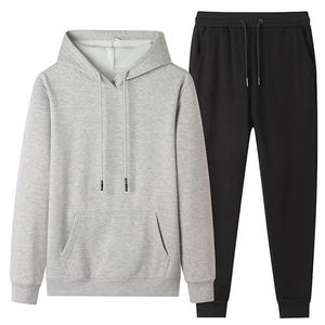 Survêtement de sport 2 pièces décontracté pour homme Veste d'hiver à capuche Pantalon polaire Ensemble de survêtements écologiques pour adultes Jogging - Product Image 4