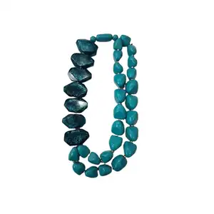 Resin Chunky Fashion Jewelry Pearl Necklace Resin Chunky Beads Designer Necklace Teal Color With Screw Fittings in best Price