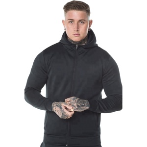 Wholesale Gym Active Athletic Slim Fit Men's Tracksuit With Front Zipper & Hood Men's Sweatsuit With Zip & Pockets - Product Image 4