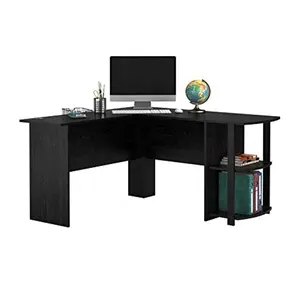 Fashion design classico l a forma di casa mobili per ufficio angolo scrivania a buon mercato persona ufficio scrivania sit stand desk nero con cassetti