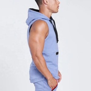 Sudaderas con Capucha para Hombre al por Mayor, 100% Poliéster, Camisetas sin Mangas Personalizadas para Gimnasio, con Bolsillo Lateral con Cremallera, Diseño Liso y Moderno, Primavera - Product Image 6