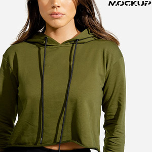 Sudadera Corta con Capucha para Mujer, Sudadera Corta Holgada con Hombros Caídos, Ropa Urbana, Sudadera de Invierno con Logotipo Estampado en la Parte Delantera, OEM - Product Image 4