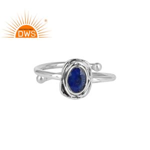 Anillo de plata 925 oxidado para todos los tamaños, proveedor de joyería, ovalado, lapislázuli, GEMA, fabricante de joyería - Product Image 1